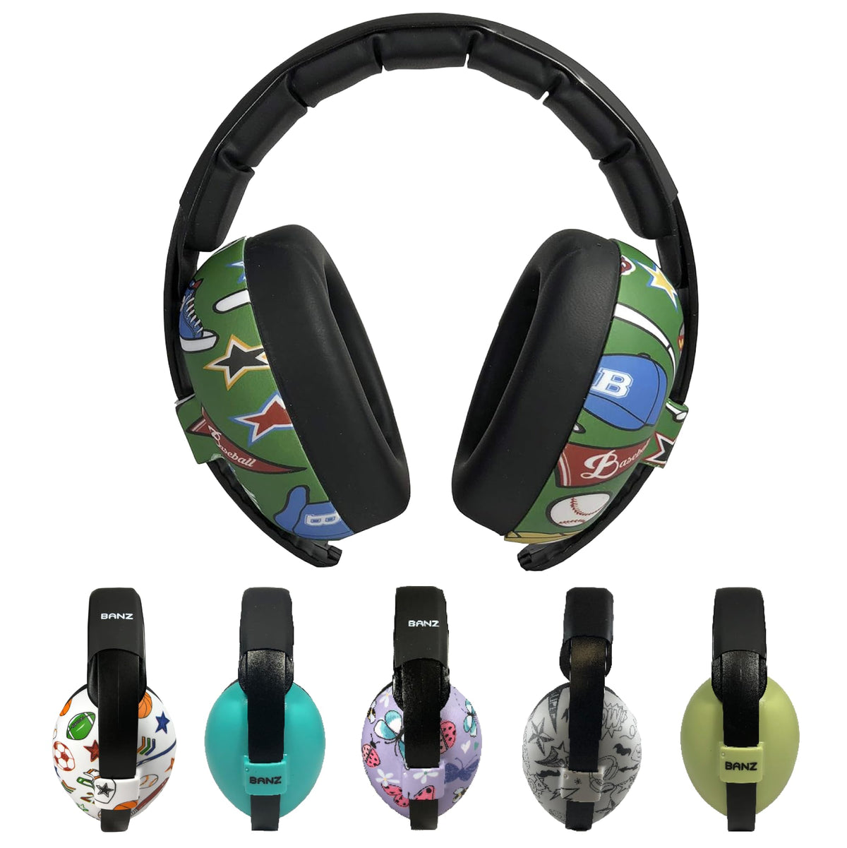 BANZ infant earmuffs baseball design with 31dB NR for safer ears at events