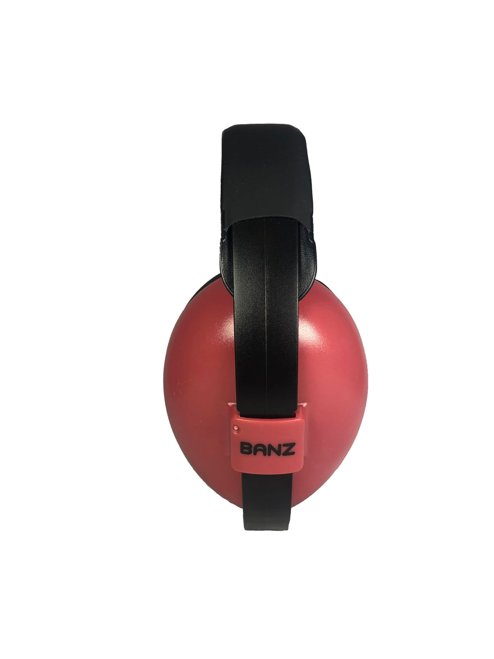BANZ infant earmuffs maroon close-up showing 31dB noise protection in action.