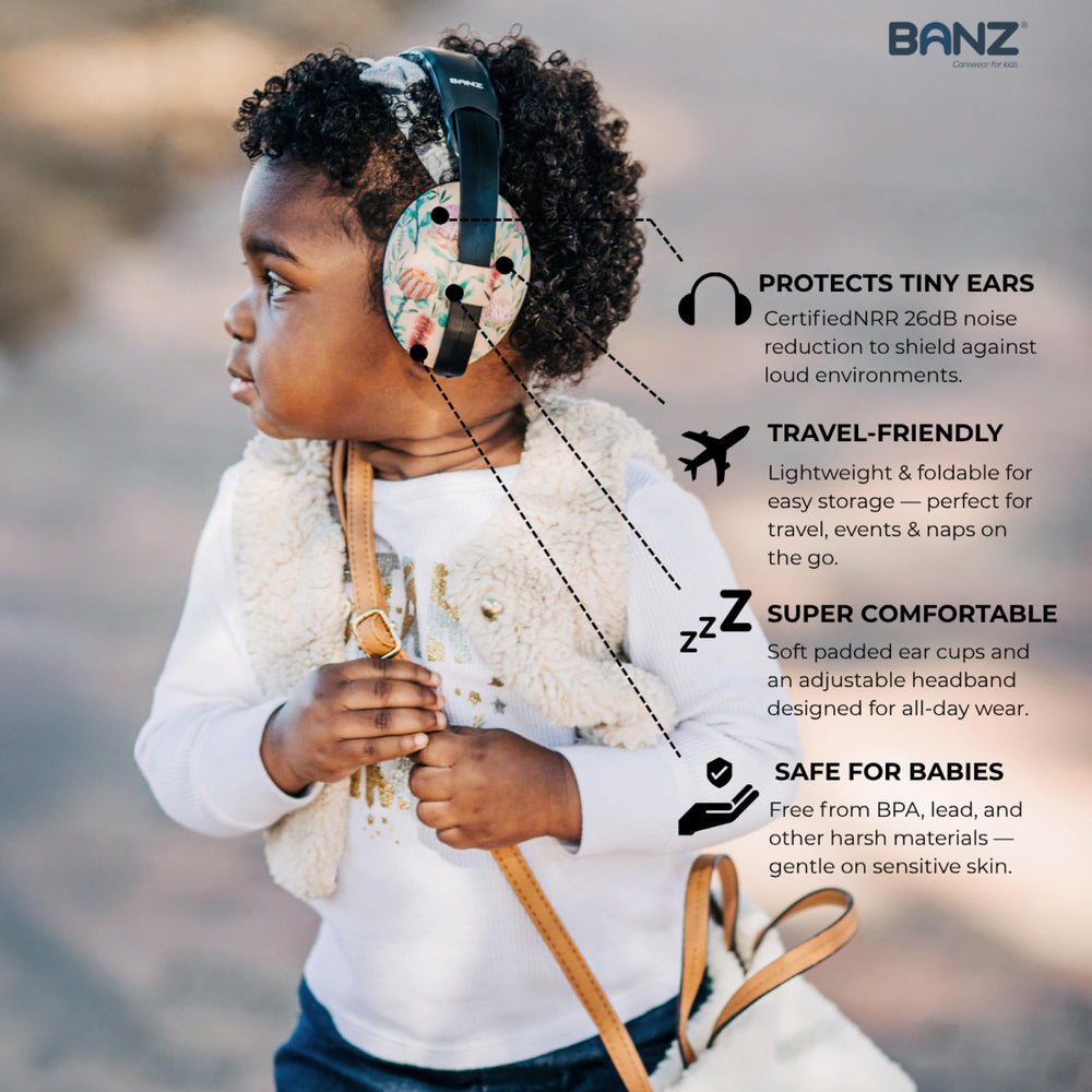 BANZ infant earmuffs front view with soft padding for gentle wear.