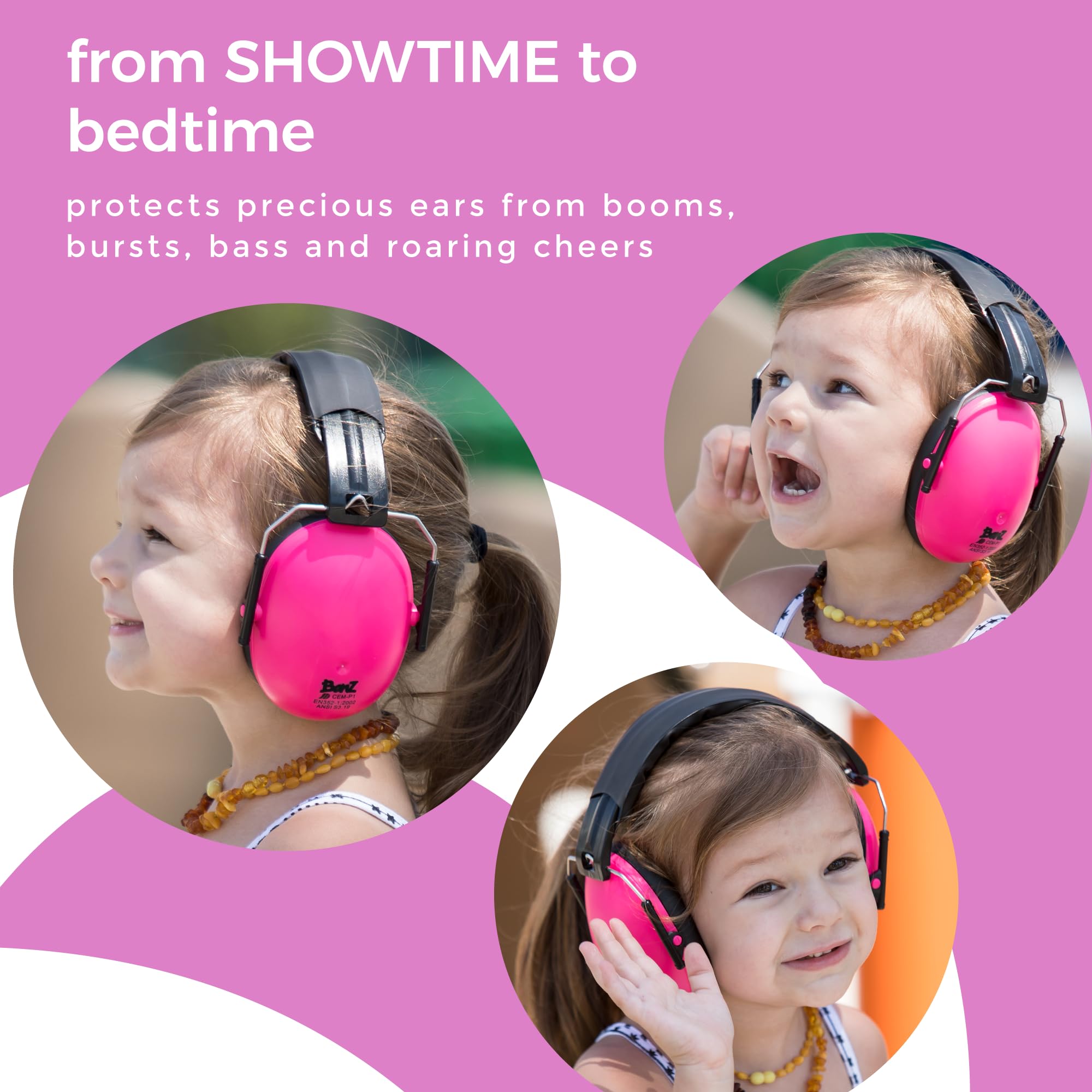 BANZ Kids earmuffs during a concert reduce loud noise while staying aware.