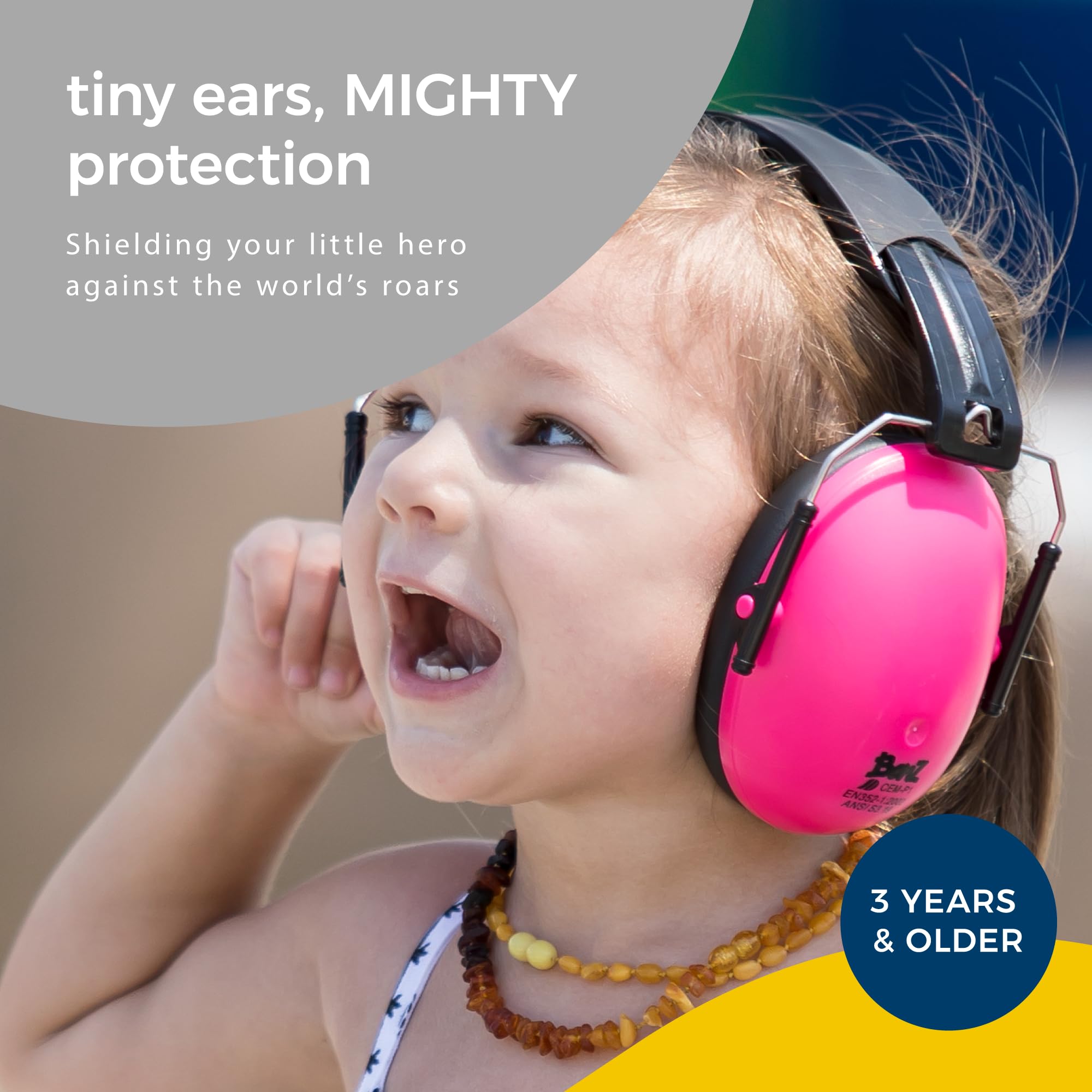 BANZ Kids earmuffs pink worn by a child provide protected listening during events.