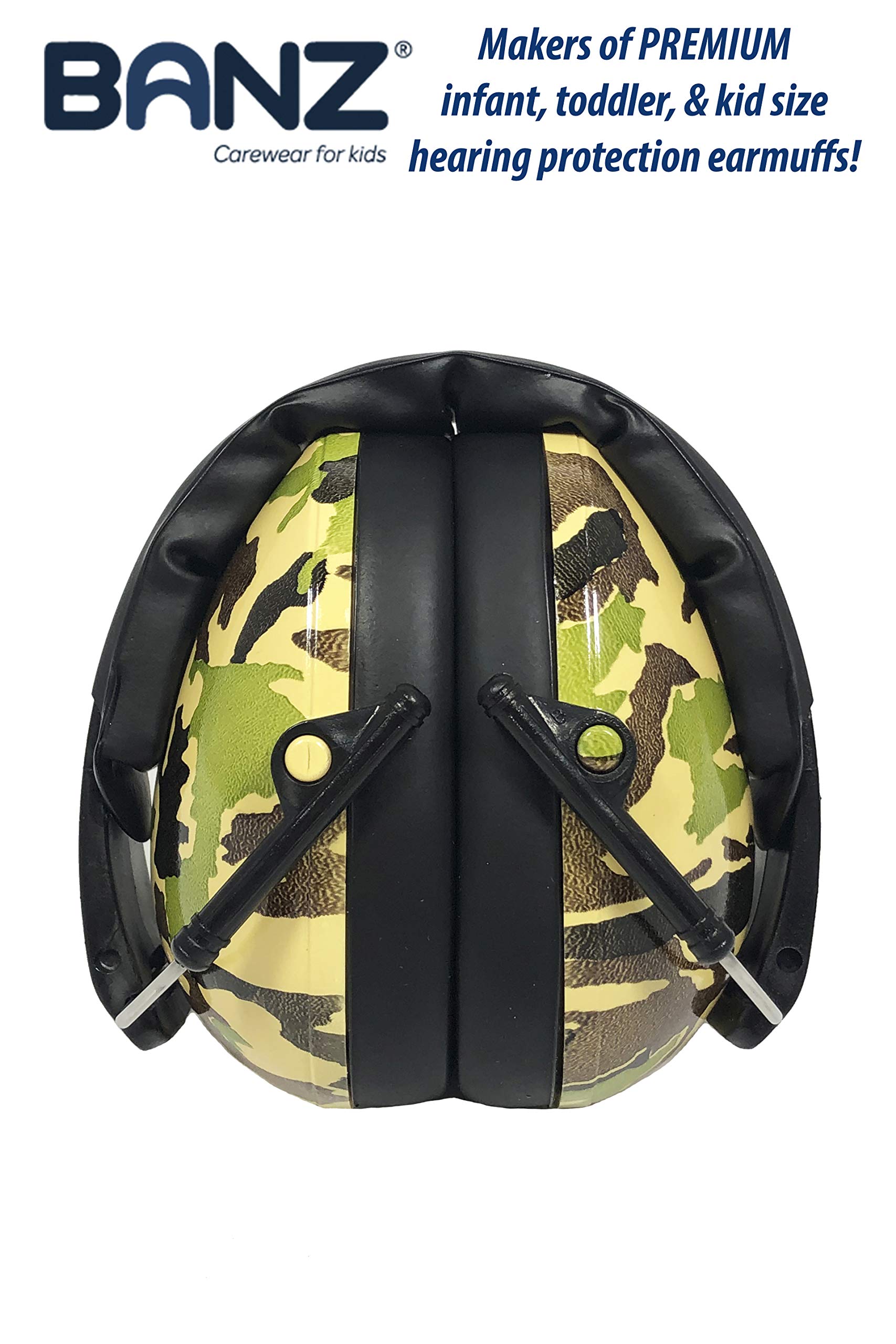 BANZ Kidz earmuffs camo-green packaging for easy storage and gifting