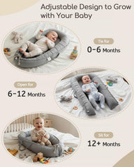 Baobrava Baby Lounger 360-degree bumper view shows secure containment for newborns.