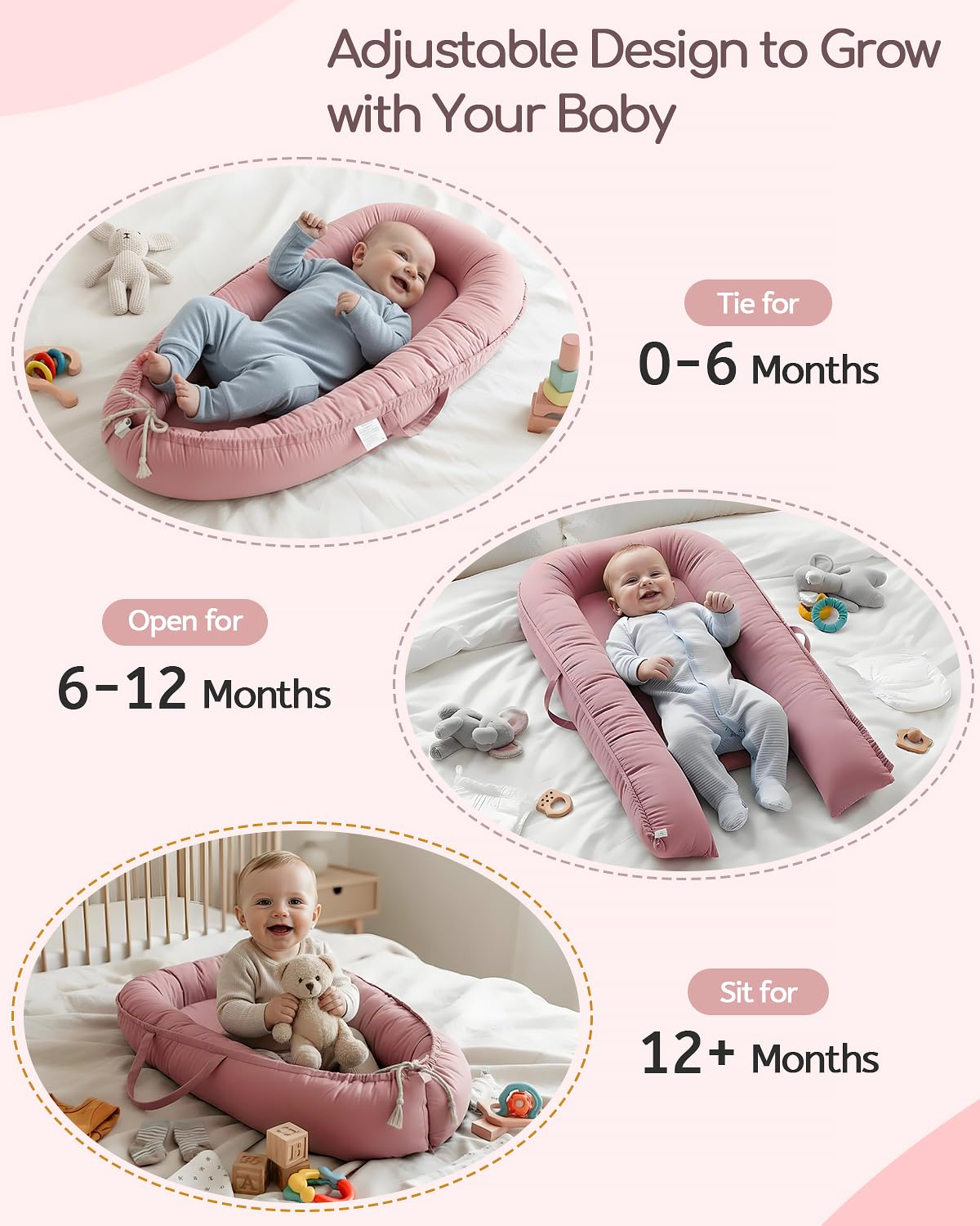 Baobrava baby lounger breathable-cotton-cover features soft fabric for delicate skin.
