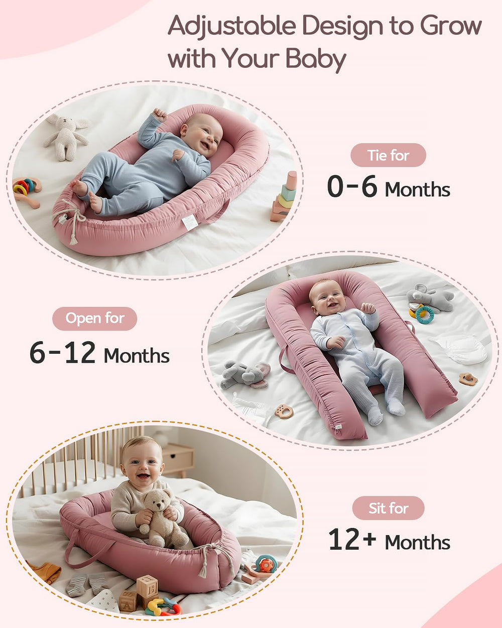 Baobrava baby lounger breathable-cotton-cover features soft fabric for delicate skin.