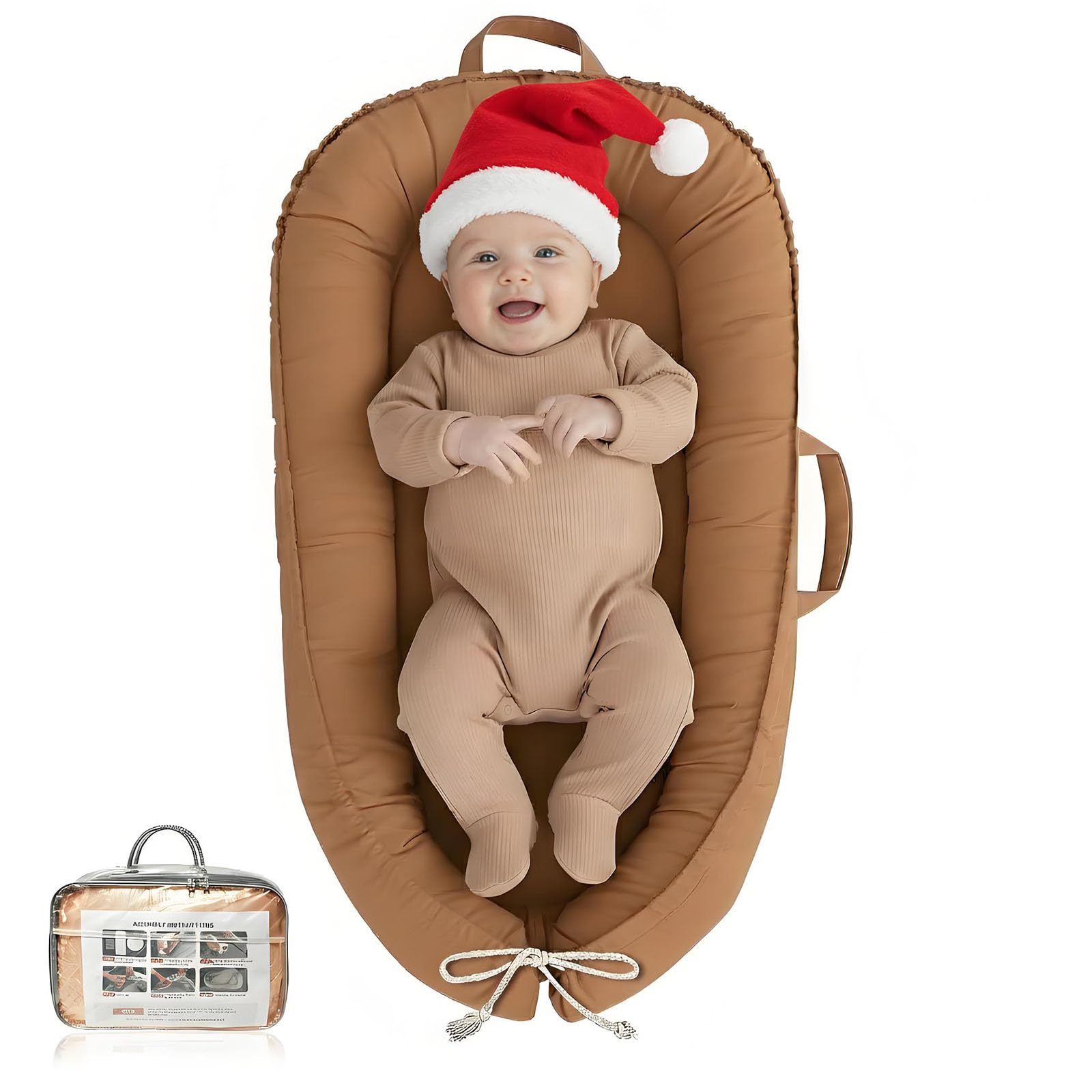 Baobrava baby lounger cover flatlay highlights soft cotton for cozy, breathable comfort.
