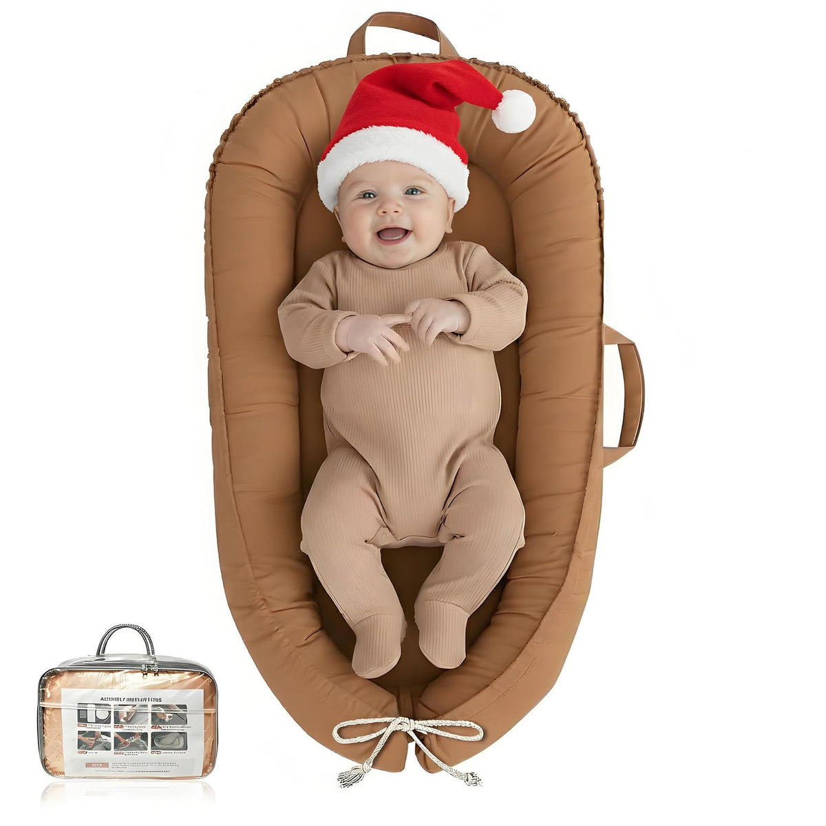 Baobrava baby lounger cover flatlay highlights soft cotton for cozy, breathable comfort.