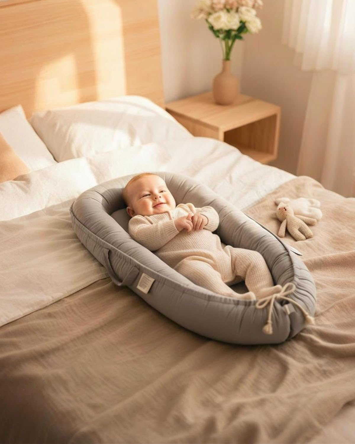 Baobrava Baby Lounger shown in daily use as resting or play space.