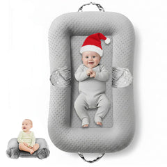 Baobrava Baby Lounger Pillow front view shows portable 2-in-1 design for travel