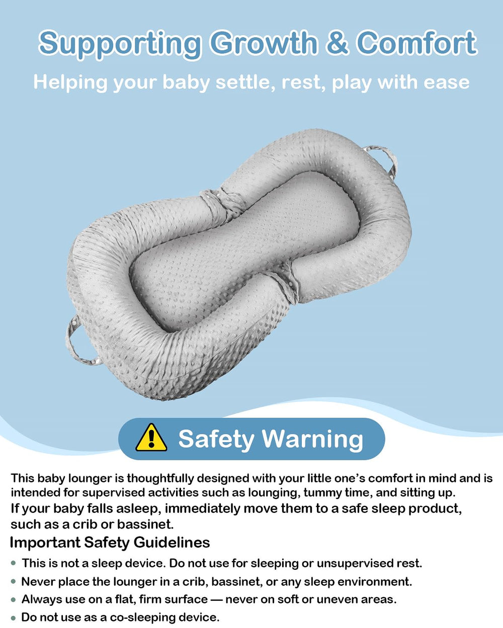 Baobrava Baby Lounger Pillow built-in handles enable easy transport