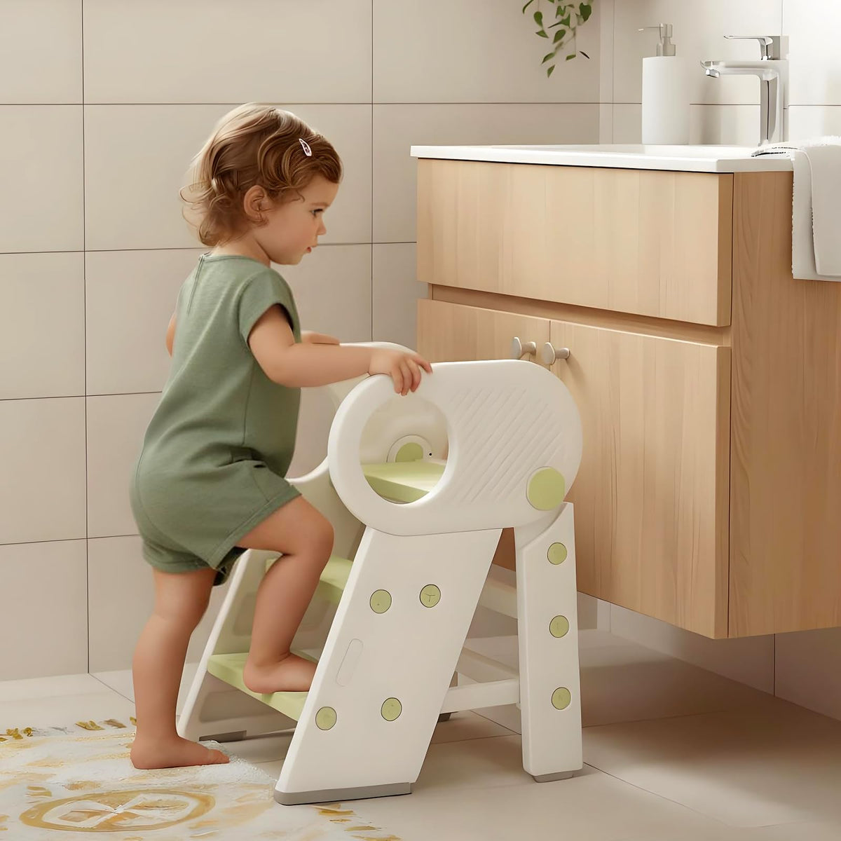 Baobrava foldable 3-step adjustable stool for easy height changes during routine tasks