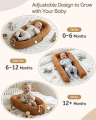 Baobrava infant lounger foam bumper closeup shows cushioned safety for gentle support.