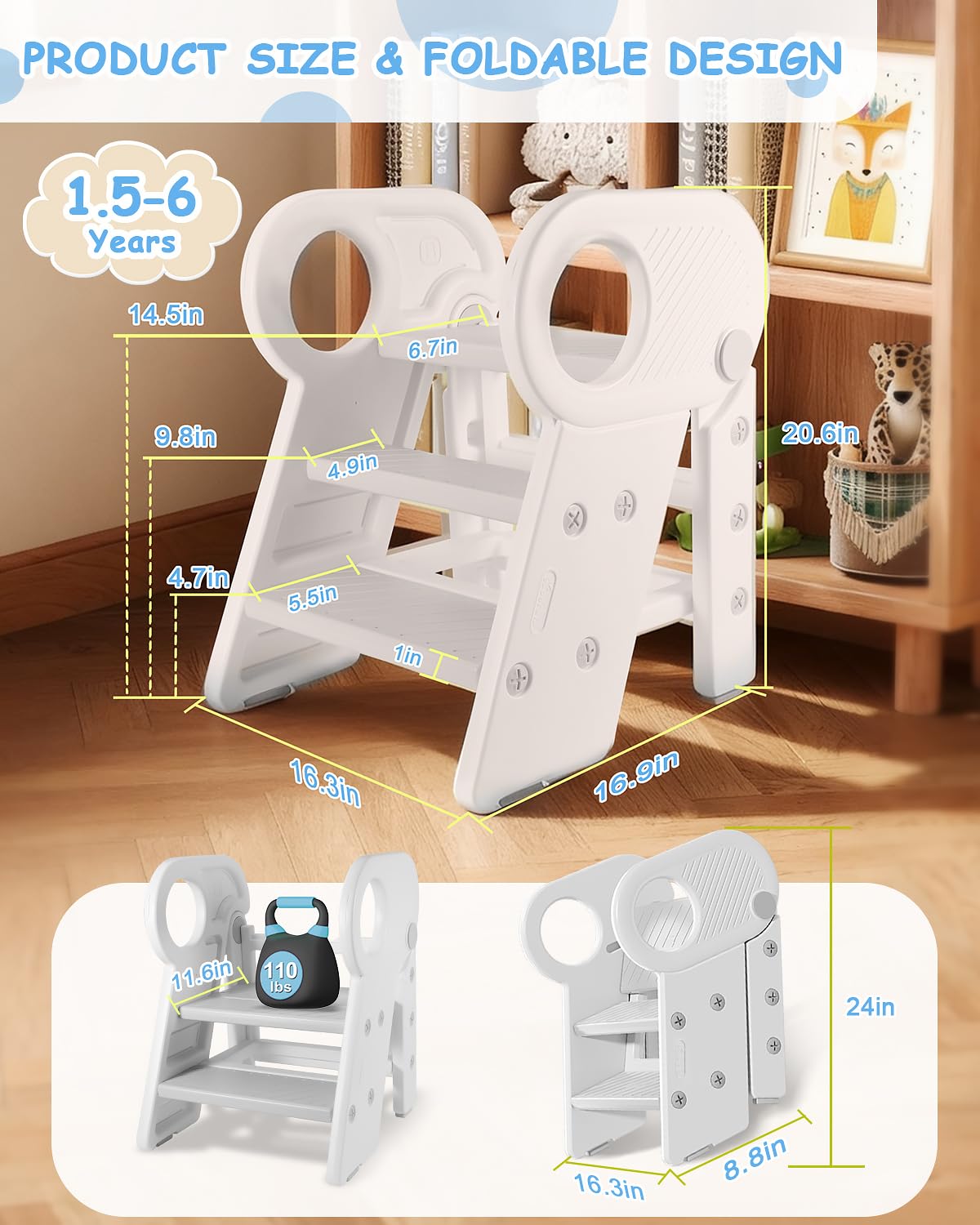 Baobrava kitchen counter use showing adjustable height