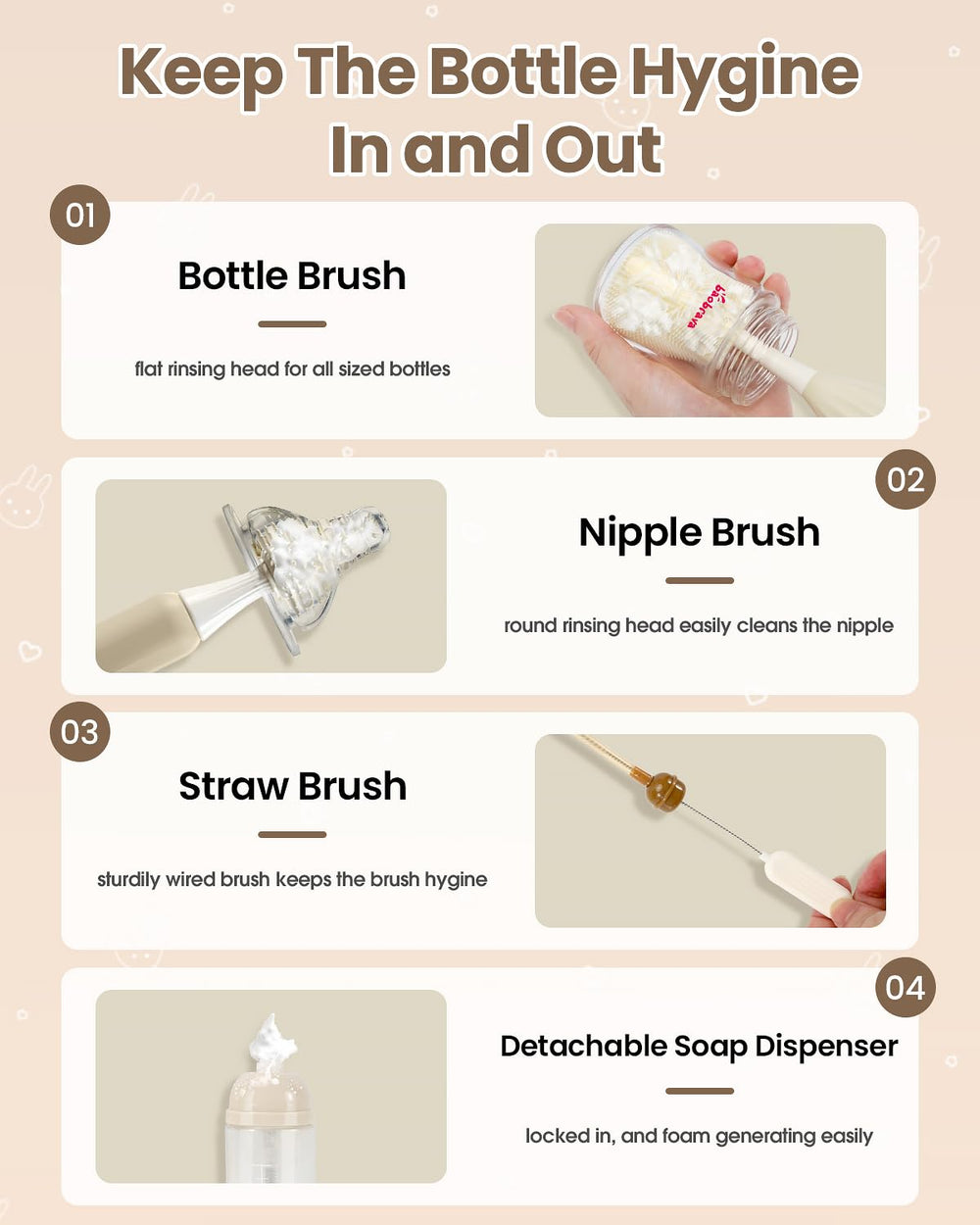 Baobrava nipple brush targets hard-to-reach areas for thorough nipple cleaning.