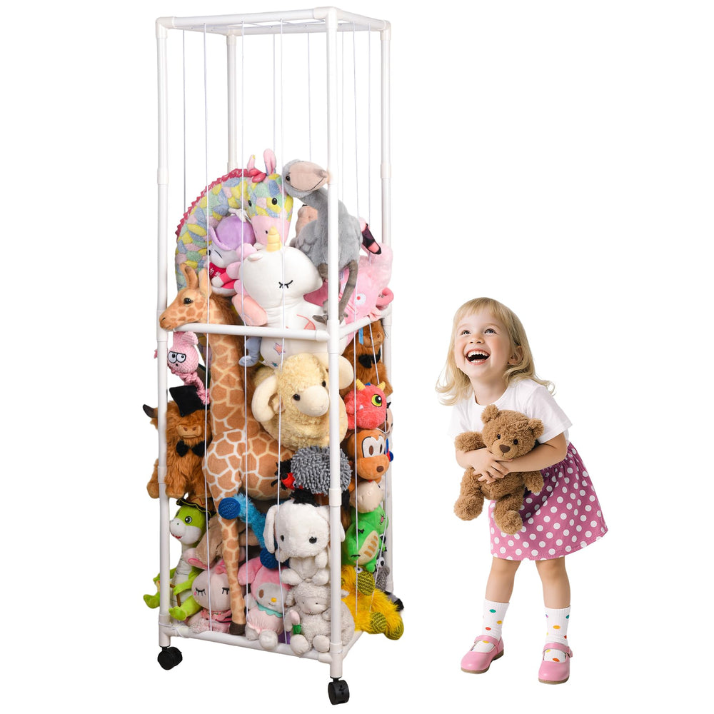 Baofupl stuffed animal storage zoo front view shows roomy organization.