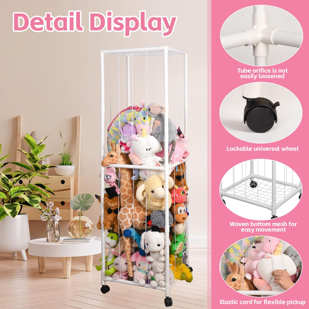 Baofupl stuffed animal storage zoo in-use by kids for tidy playtime.