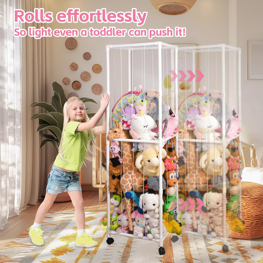 Baofupl stuffed animal storage zoo mesh net prevents spills during moves.