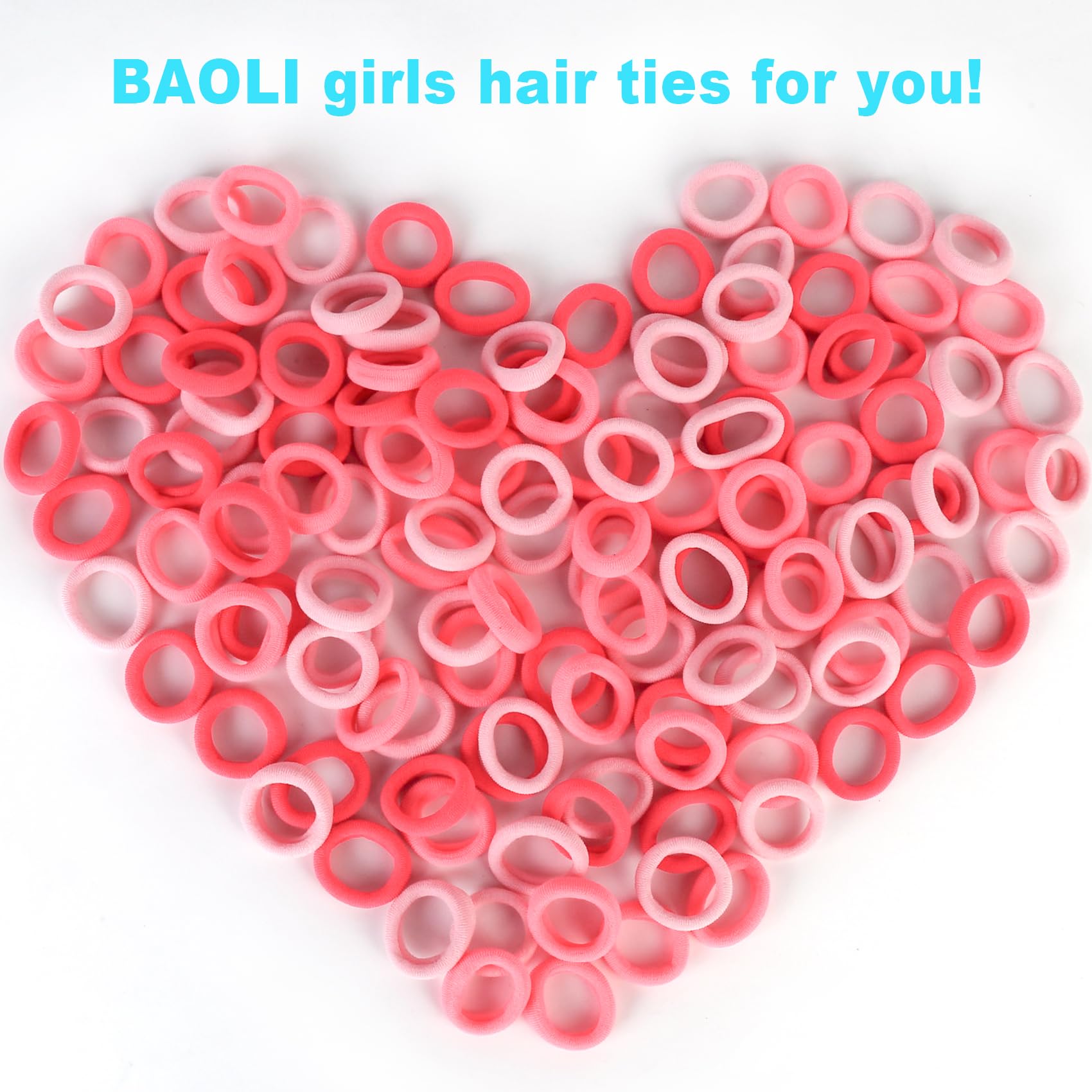 BAOLI 1-inch diameter pink-series hair ties ready for everyday wear on kids' fine hair.