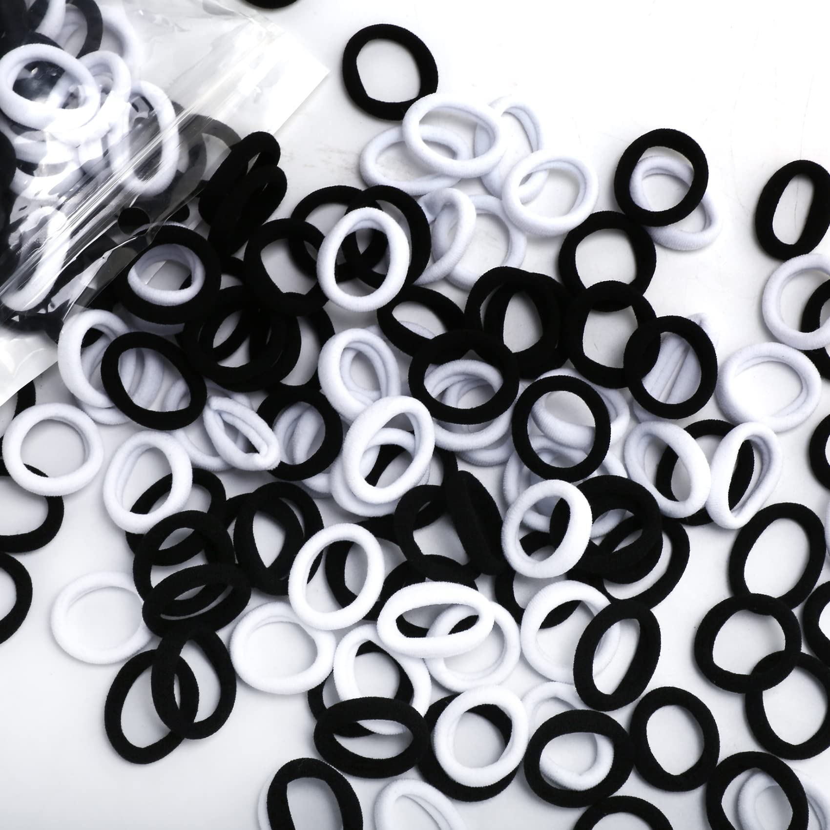 BAOLI 200pcs cotton toddler hair ties package shows many soft elastics for delicate hair.
