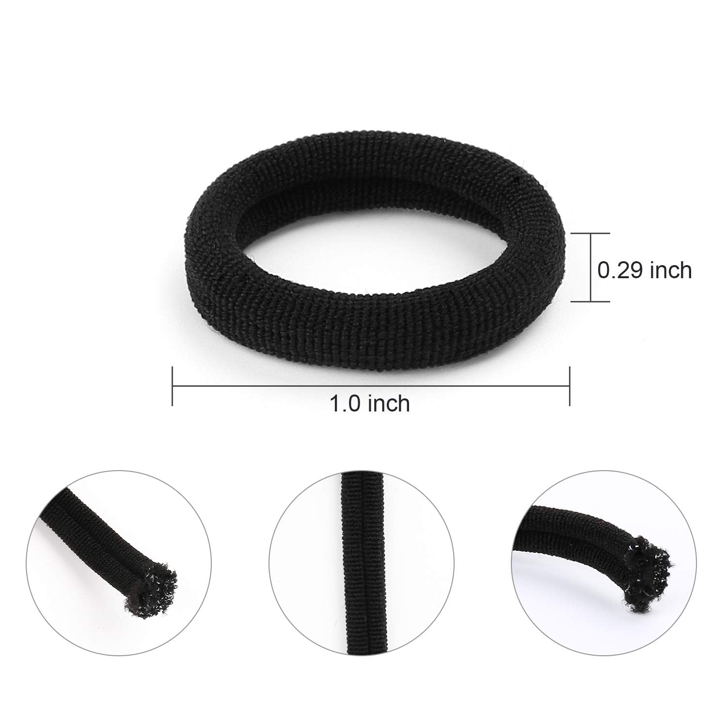 BAOLI mini seamless hair ties on a toddler ponytail demonstrating secure stretch