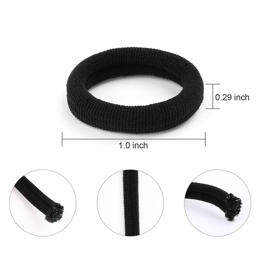 BAOLI mini seamless hair ties on a toddler ponytail demonstrating secure stretch