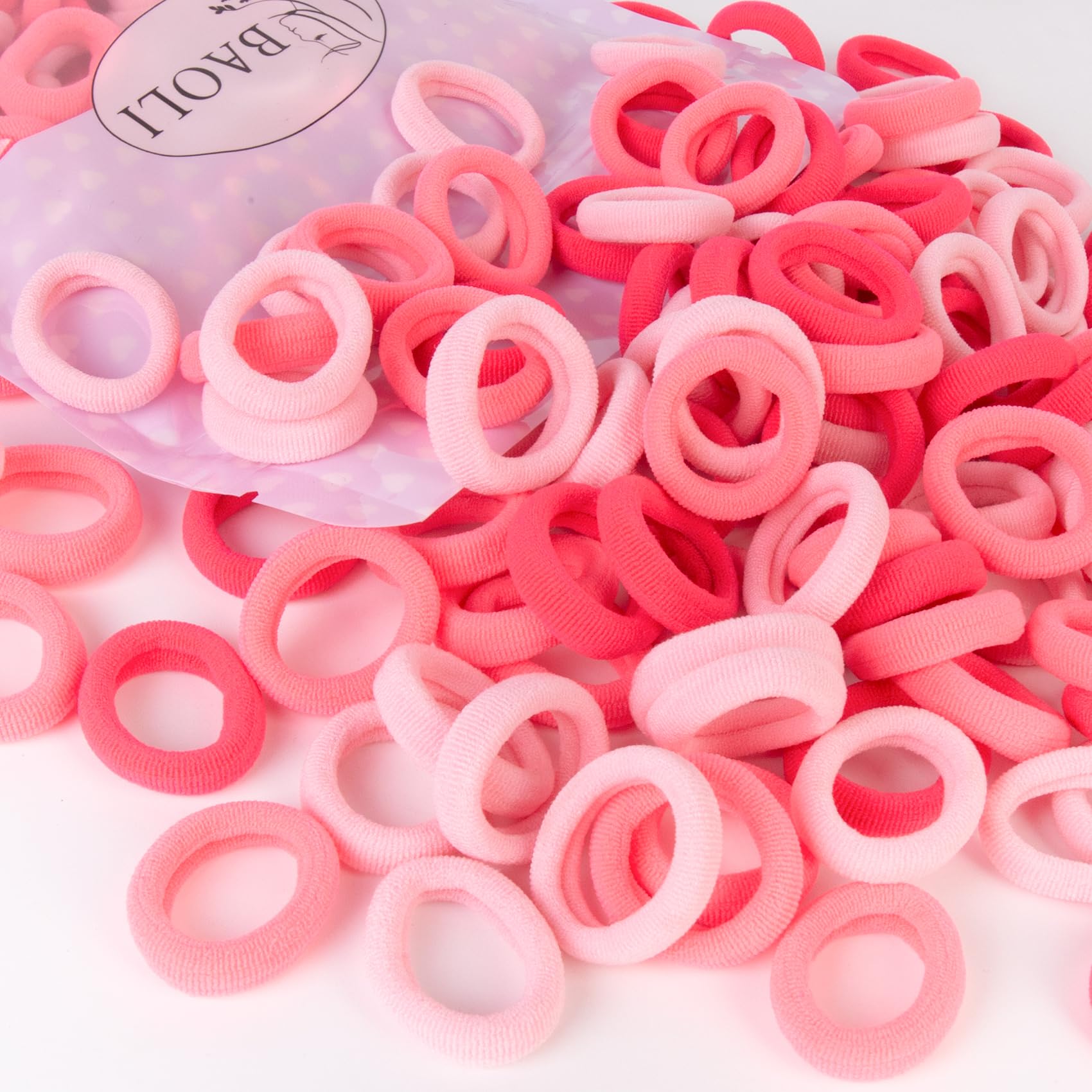BAOLI pink toddler hair ties pack demonstrates gentle, durable ponytails for delicate hair.