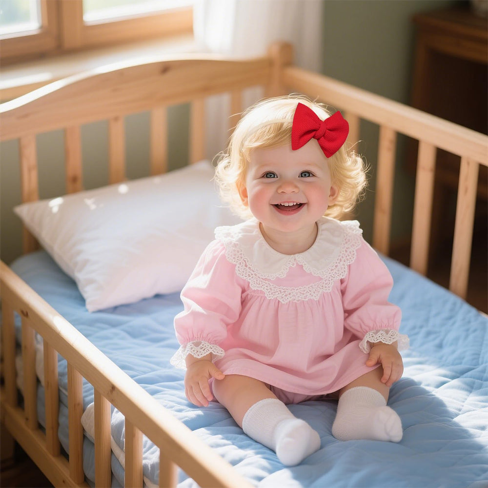 Baotongle girls 4th of July ensemble pairs with blue overalls or red dresses.