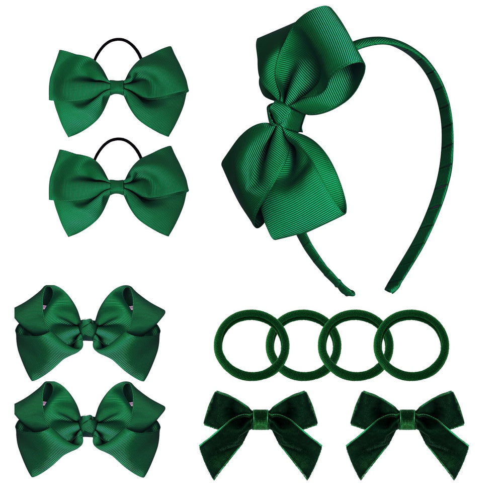 baotongle large bow headband green adds a playful touch to school outfits.