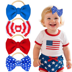 Baotongle patriotic bows with tiny stars enhance outfits for photos.