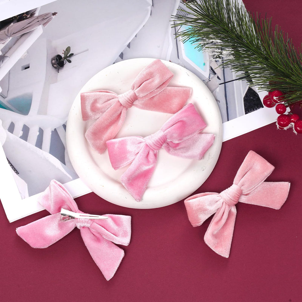 Baotongle peach velvet bow hairclip complements outfits and holds hair securely