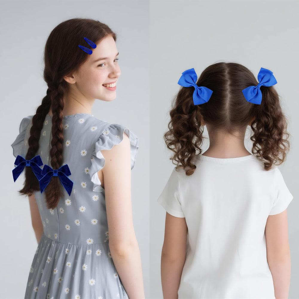 Baotongle Royal Blue bow hair clips add charm to half-up styles while staying secure