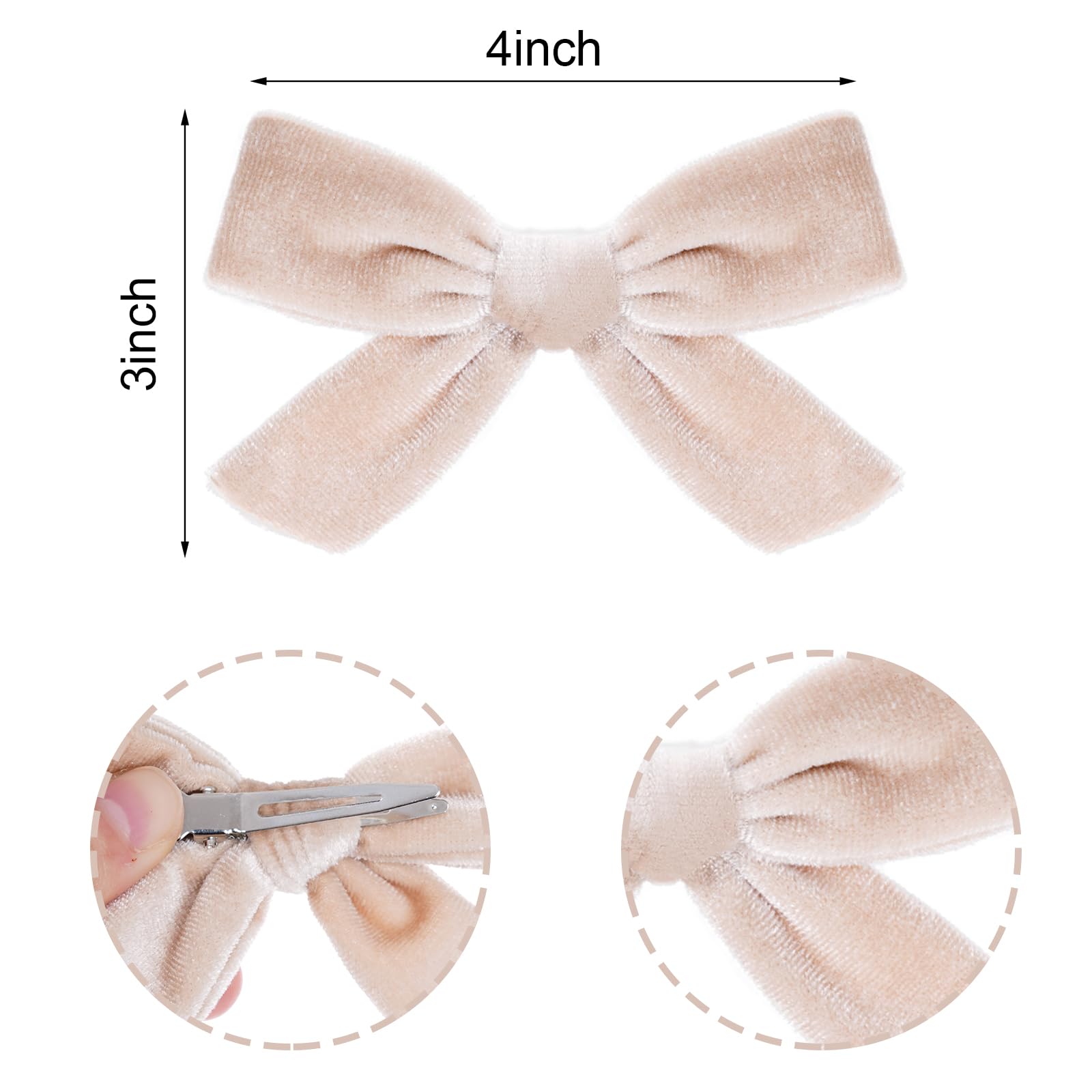 Baotongle velvet bow back clip with metal pin for secure hold.