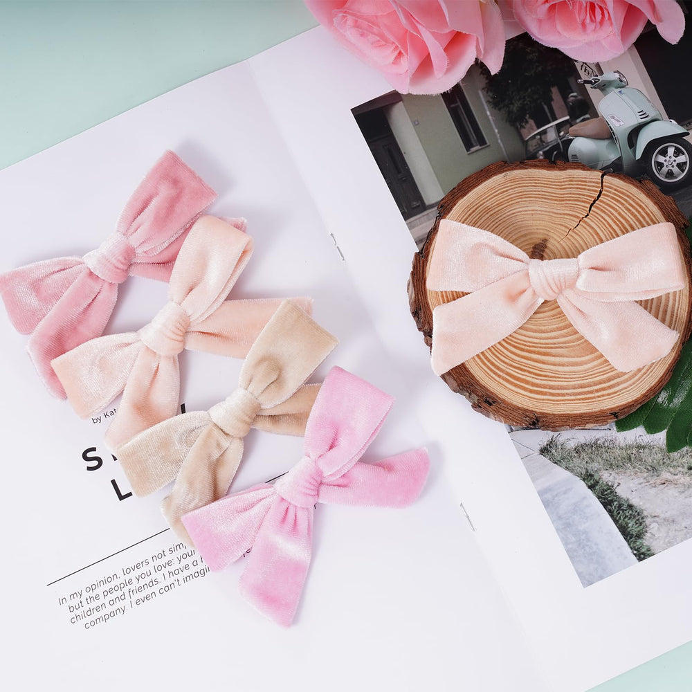 Baotongle velvet bow beige set worn with dress for charming everyday outfits.