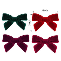 Baotongle velvet bow deep red closeup reveals elegant sheen and smooth velvet.
