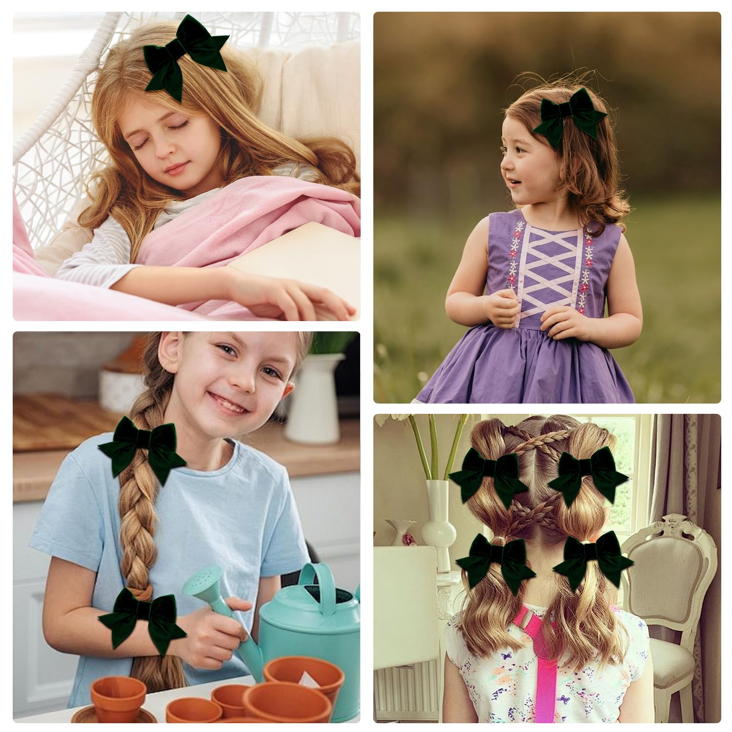 Baotongle velvet bow pigtails-bangs: versatile accessory for quick everyday looks.