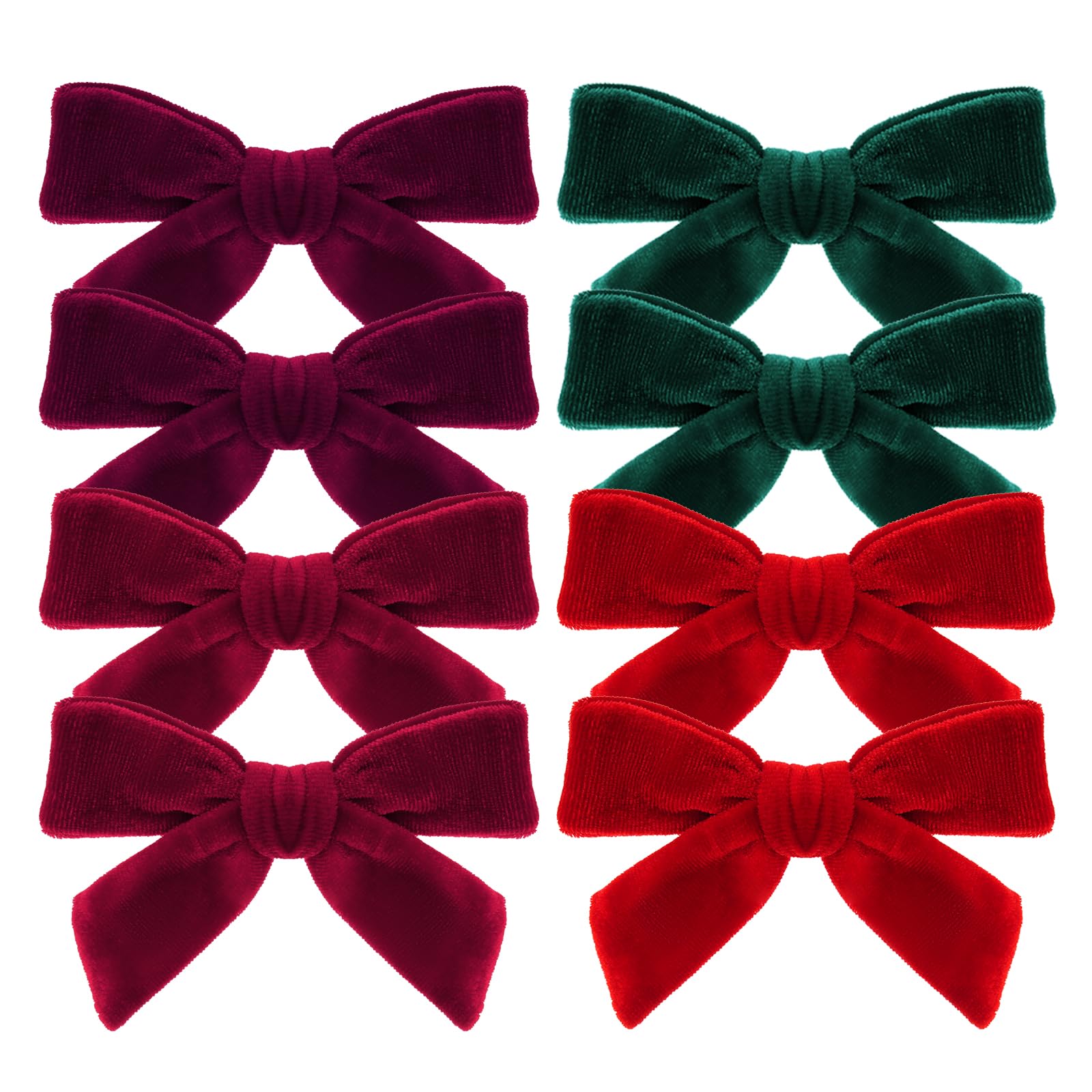 Baotongle velvet bow red closeup shows soft fabric and secure clip for daily wear.