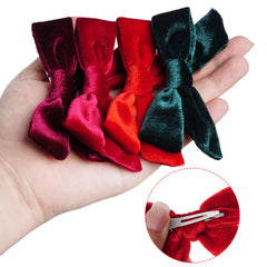 Baotongle velvet bow wine red closeup features rich color and durable clip.