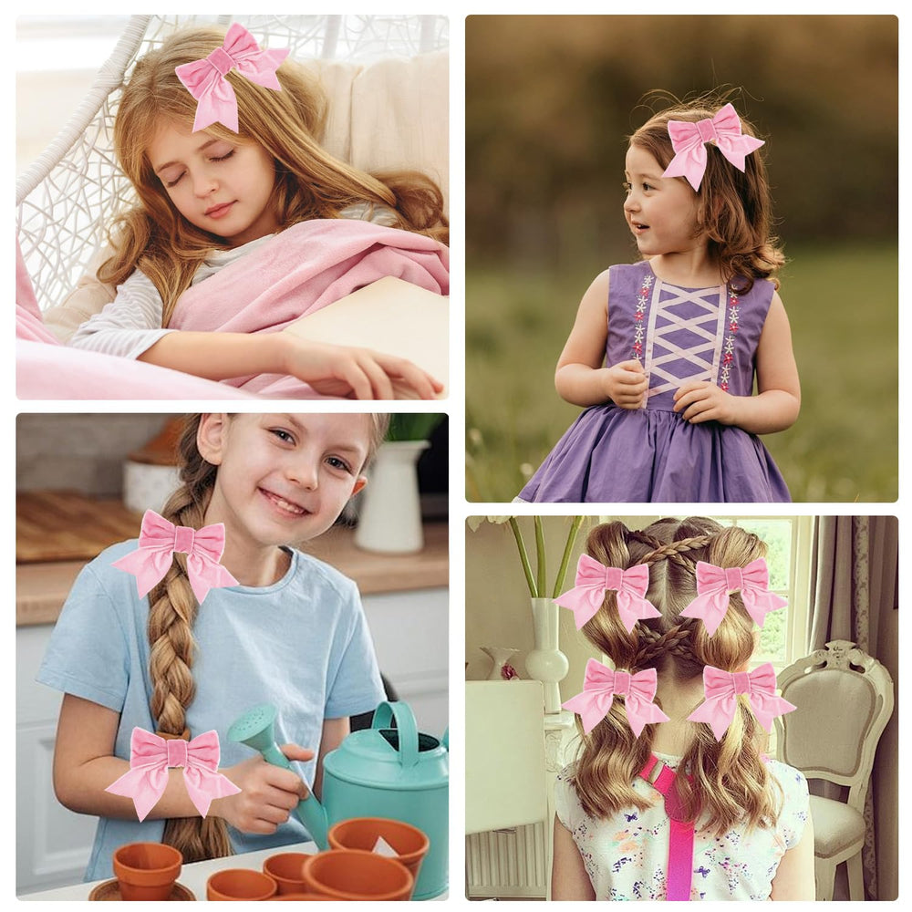 Baotongle 8pcs velvet bow set displayed, versatile styles for ponytails and bangs.