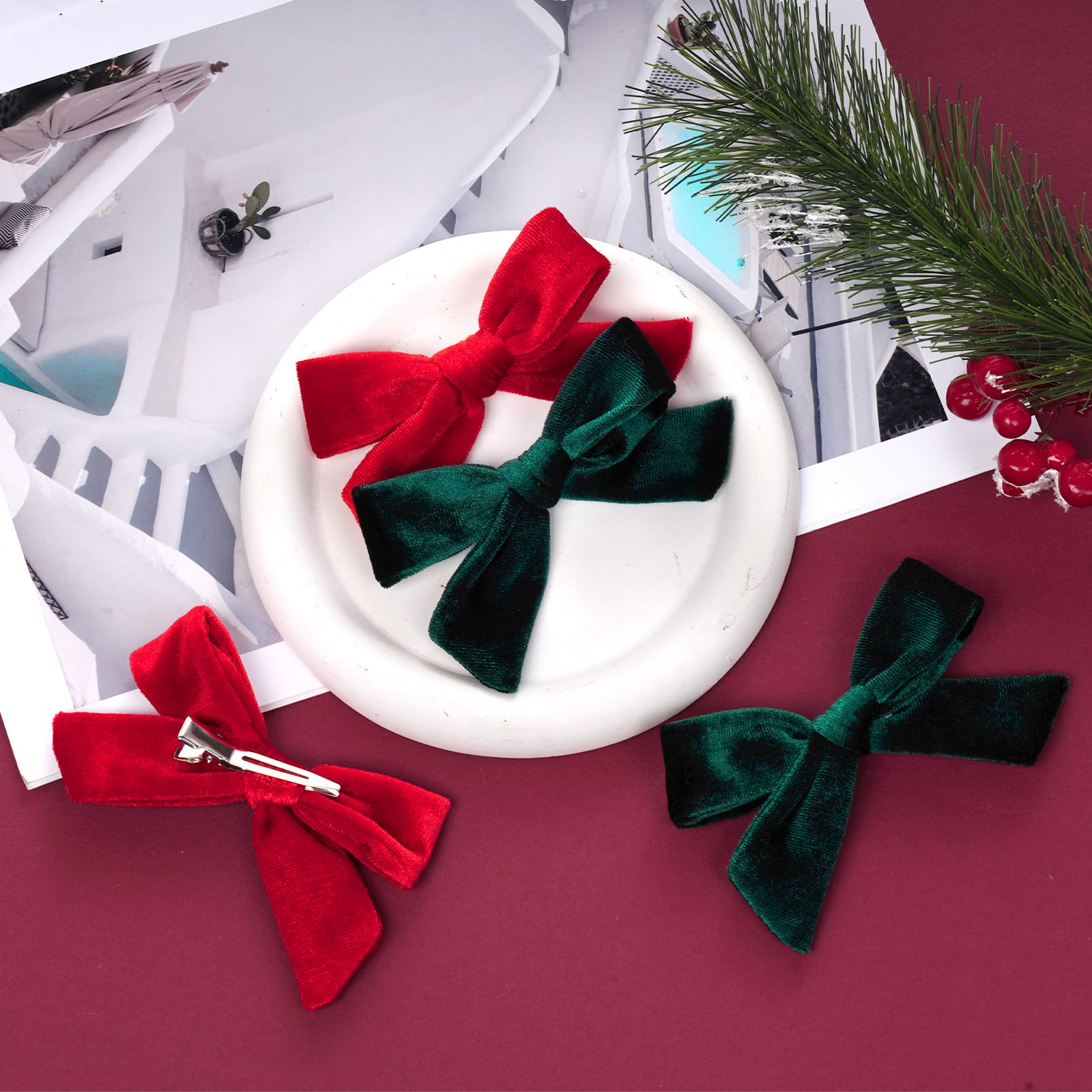 baotongle velvet hair bow green clip provides secure grip for various hair types