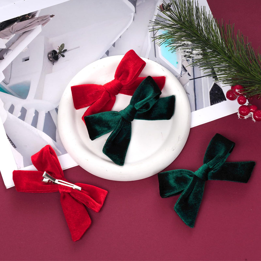 baotongle velvet hair bow green clip provides secure grip for various hair types