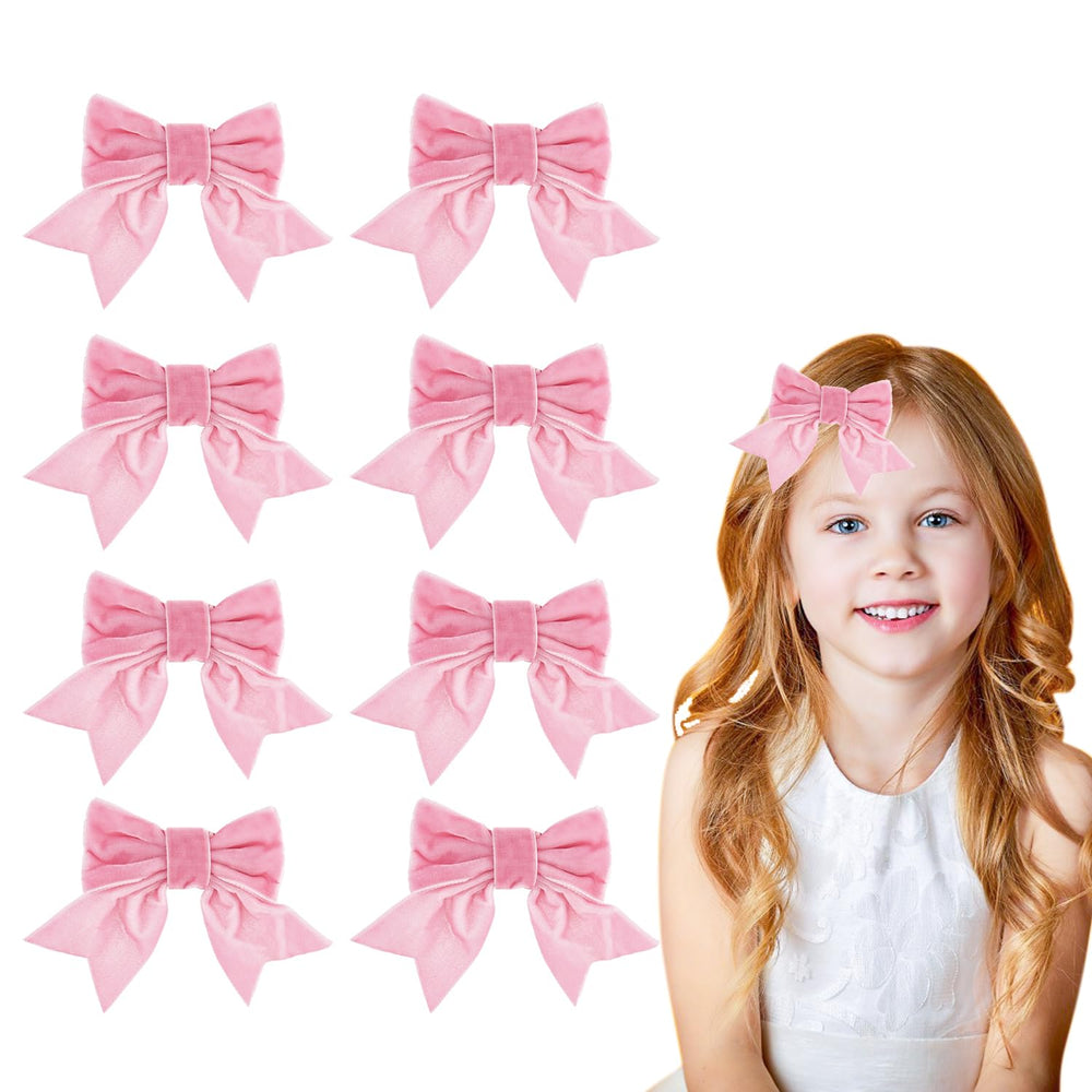 Baotongle velvet hair bow pink clip with secure alligator grip for busy toddlers.