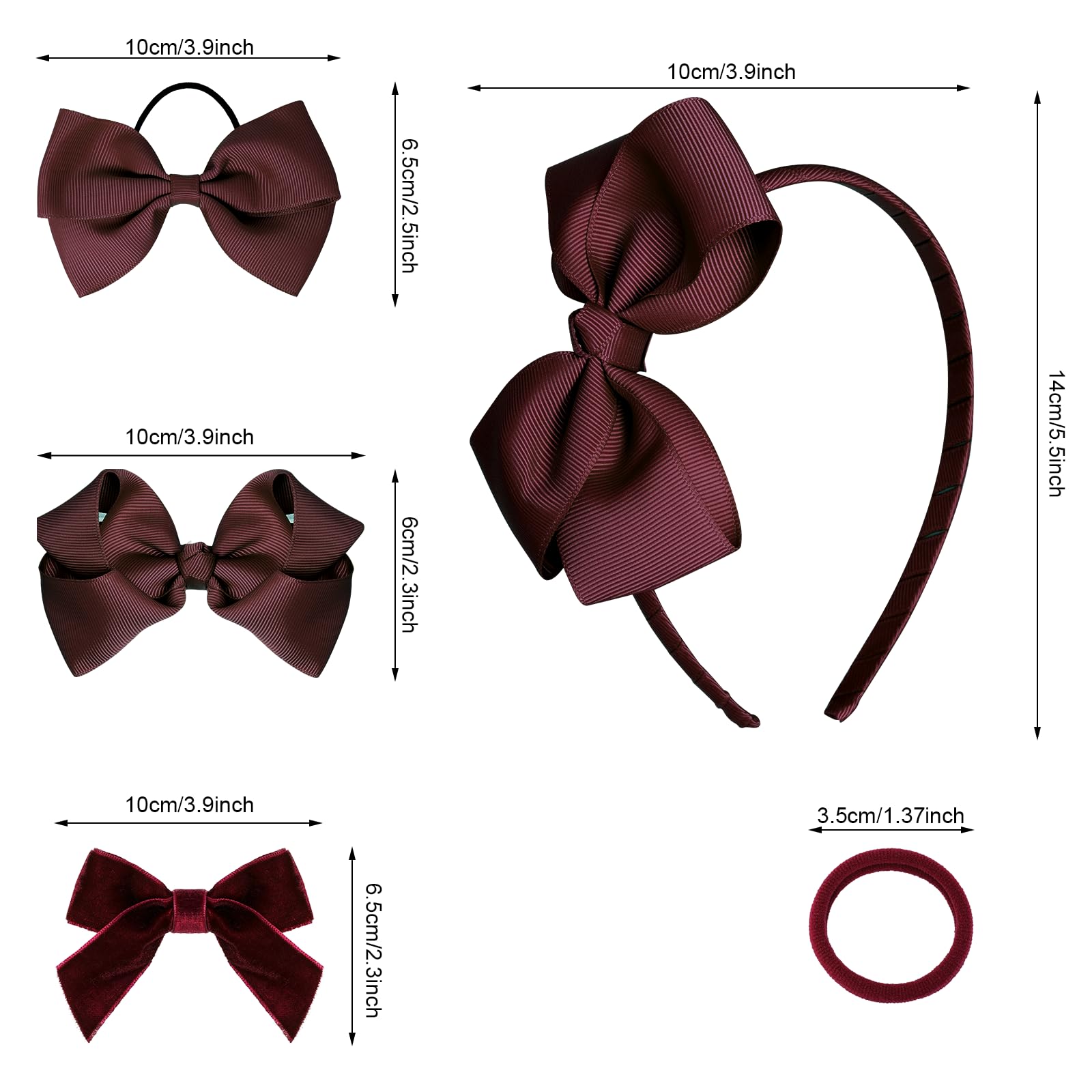 Baotongle wine red bow-accent hair ties secure ponytails