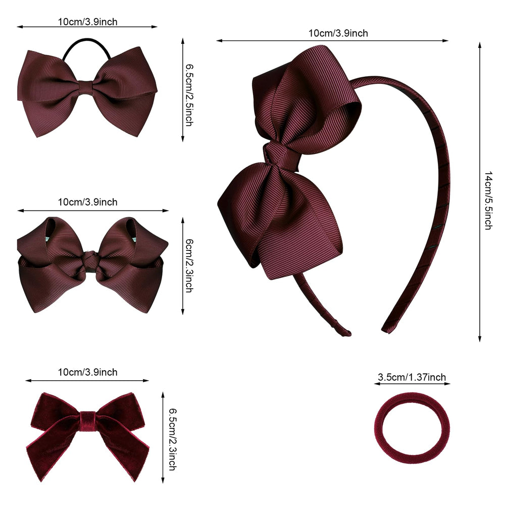 Baotongle wine red bow-accent hair ties secure ponytails