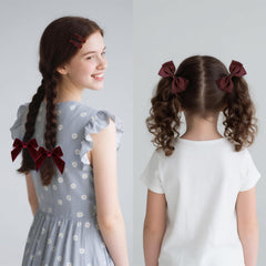 Baotongle wine red bow hair clips brighten half-up styles