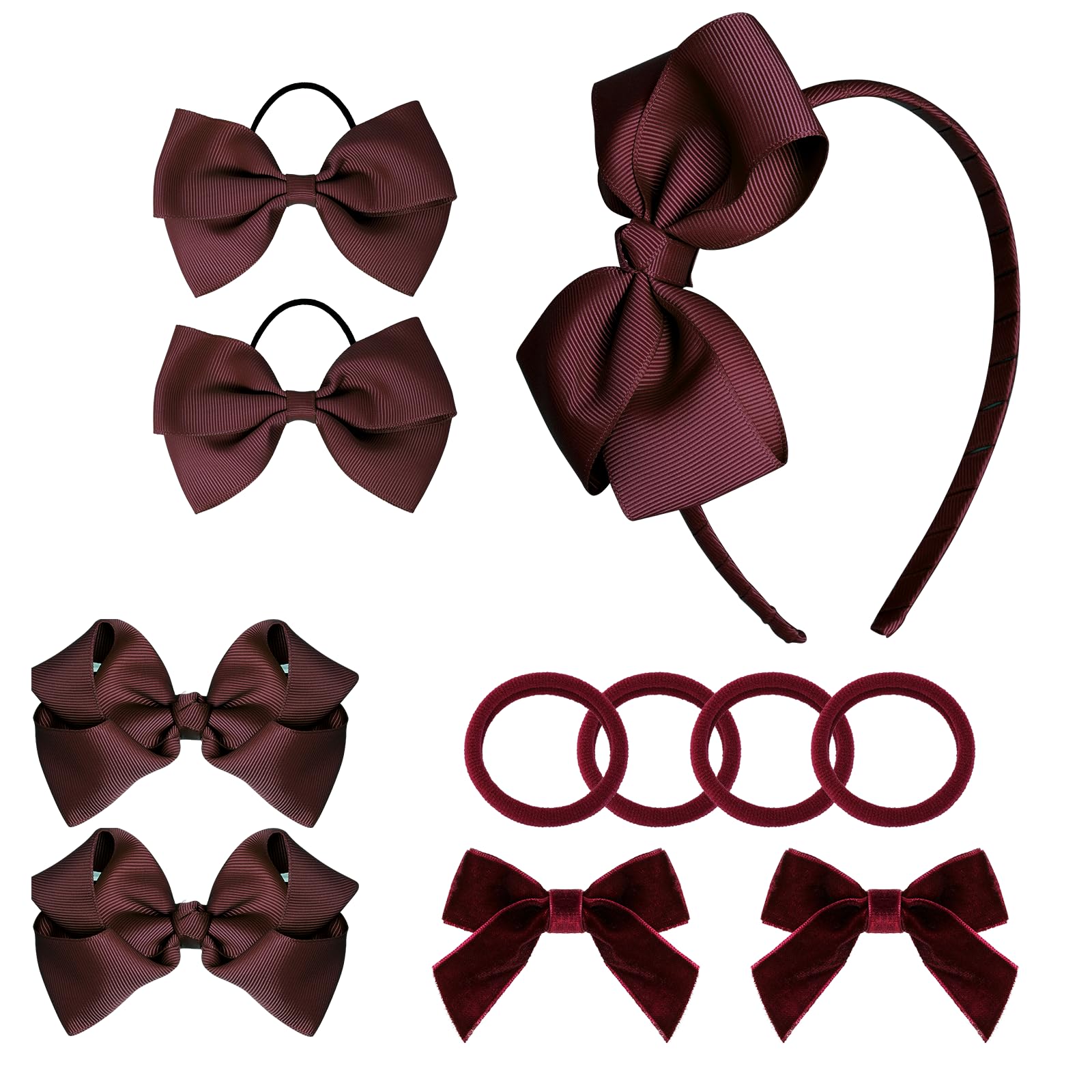 Baotongle wine red large bow headband for chic school looks