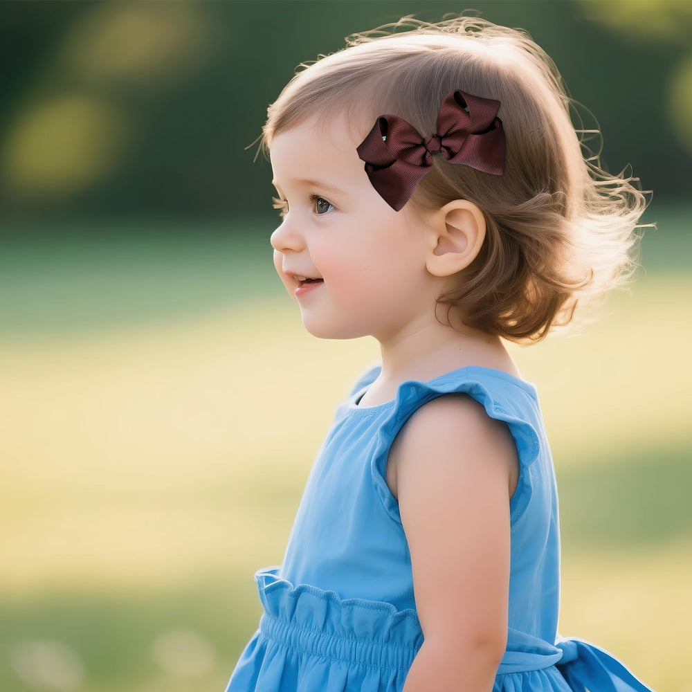 Baotongle wine red suede bow clips offer soft texture and polished look