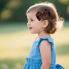 Baotongle wine red suede bow clips offer soft texture and polished look