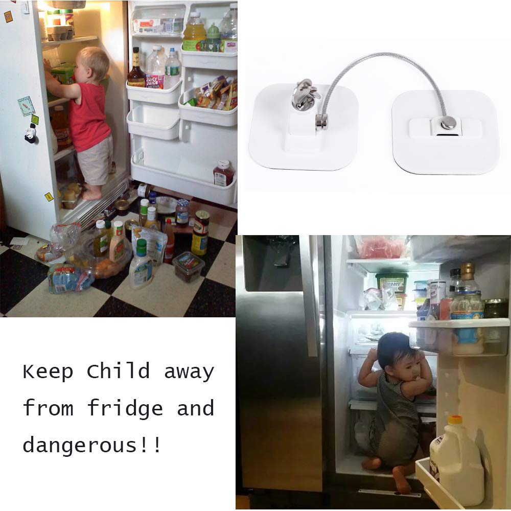 BAOWEIJD fridge lock opened with key shows one-handed operation