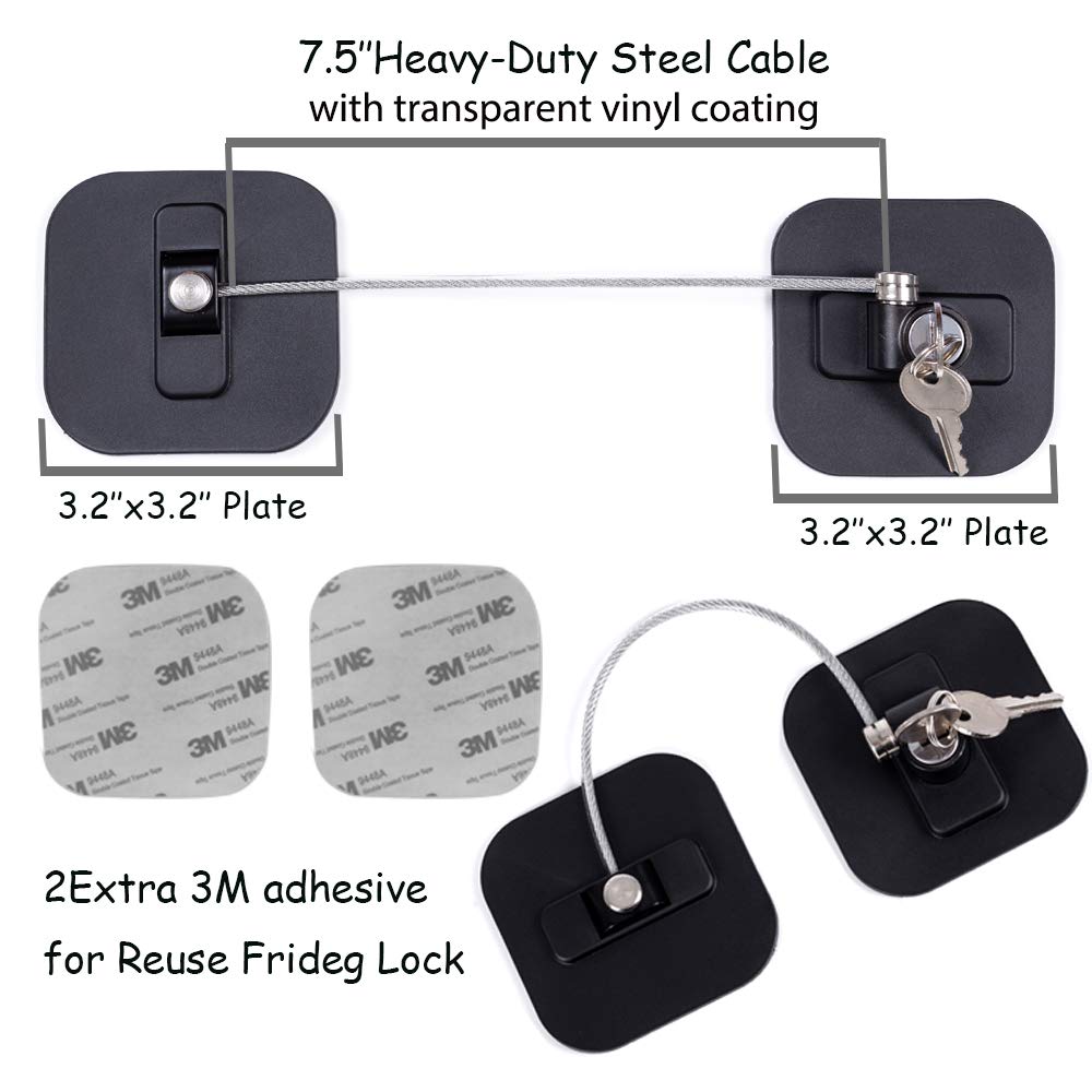 BAOWEIJD refrigerator lock with large adhesive pads for strong mounting