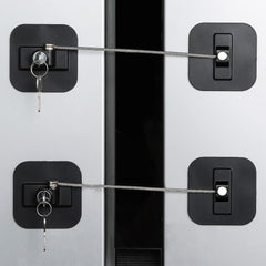 BAOWEIJD fridge lock 2-pack with keys secures doors for child safety.